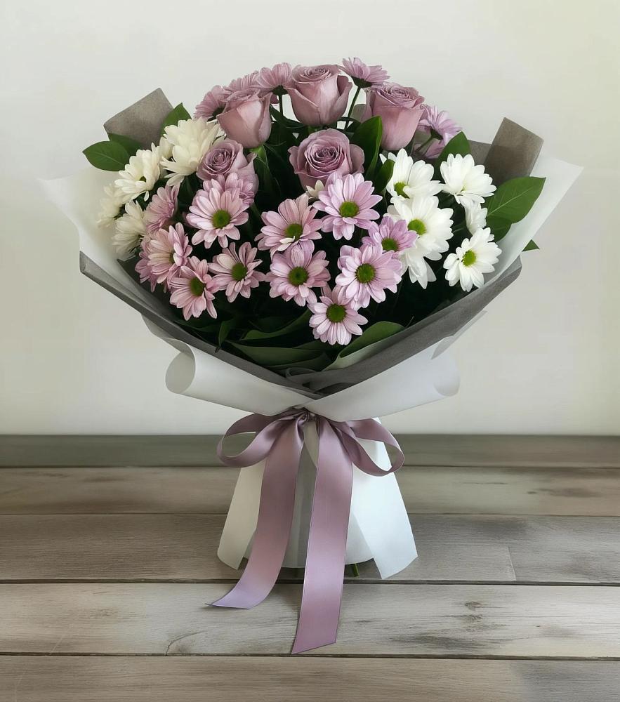 Букет цветов из: Хризантемы и Розы в Радченском