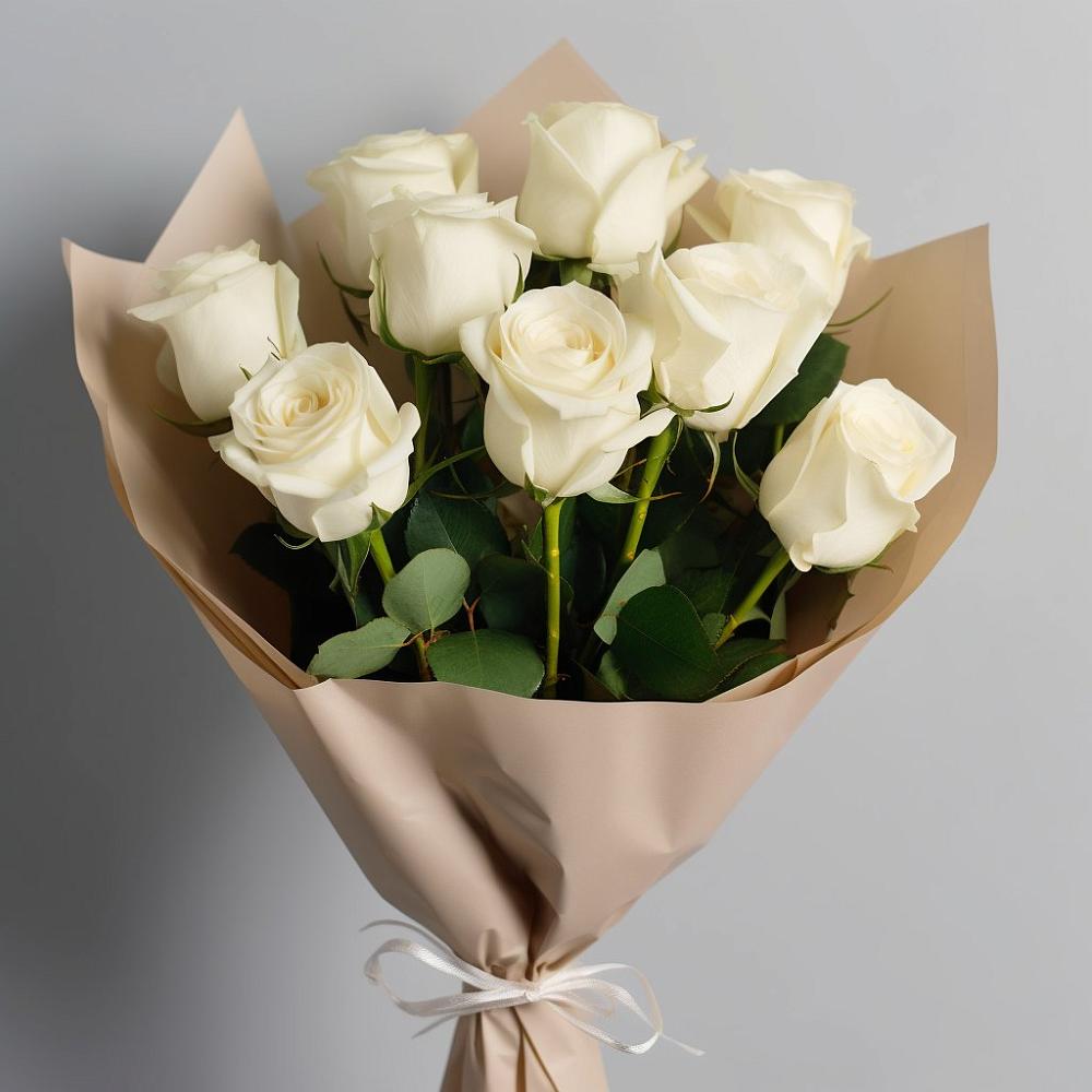 Букет 9 Белых роз Эдлесс Лав в Радченском