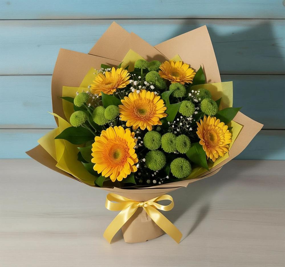 Букет цветов из: Герберы и Хризантемы в Радченском