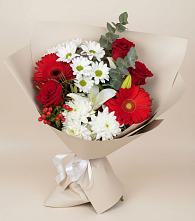 Букет цветов из:  Розы, Хризантемы, Герберы и Лилии в Радченском