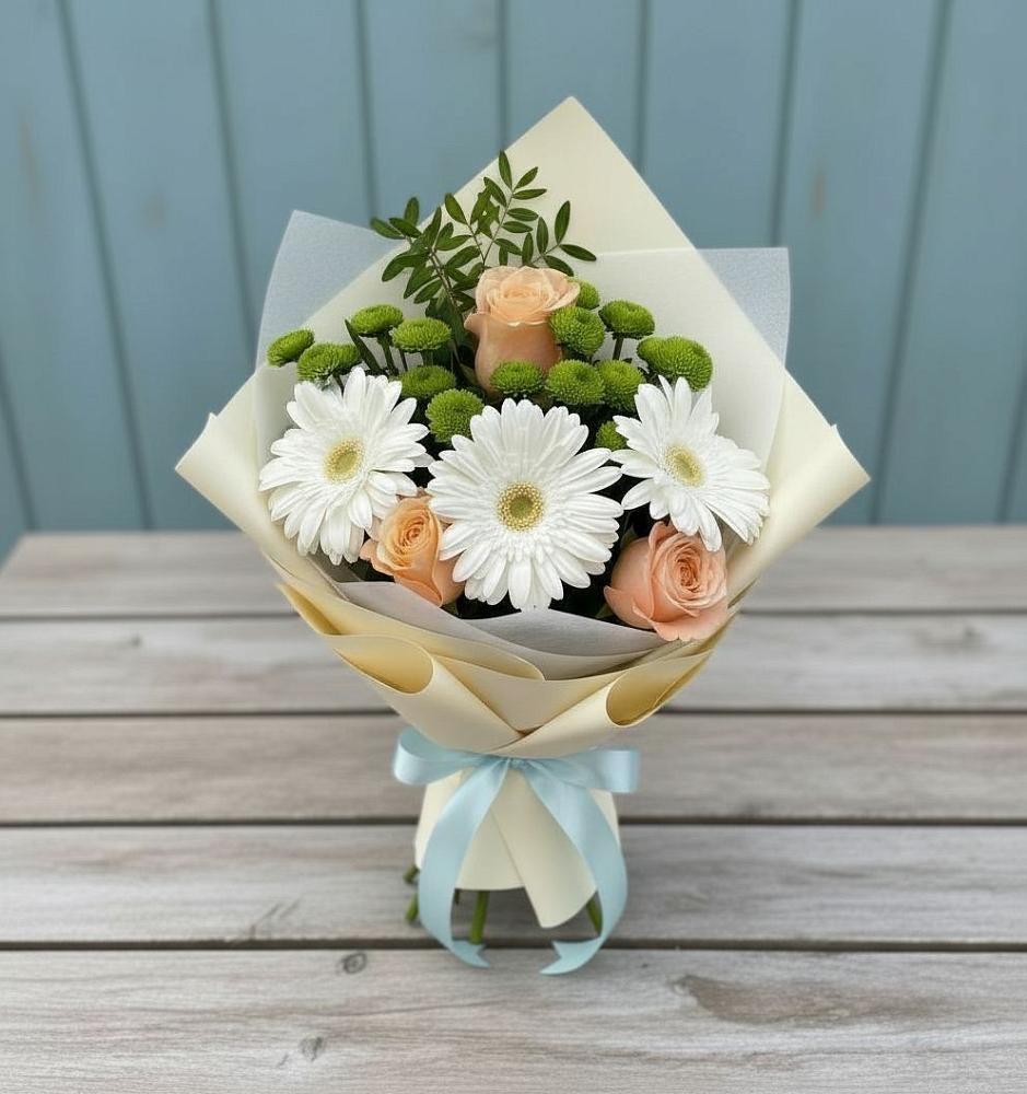 Букет цветов из: Герберы, Розы и Хризантемы в Радченском