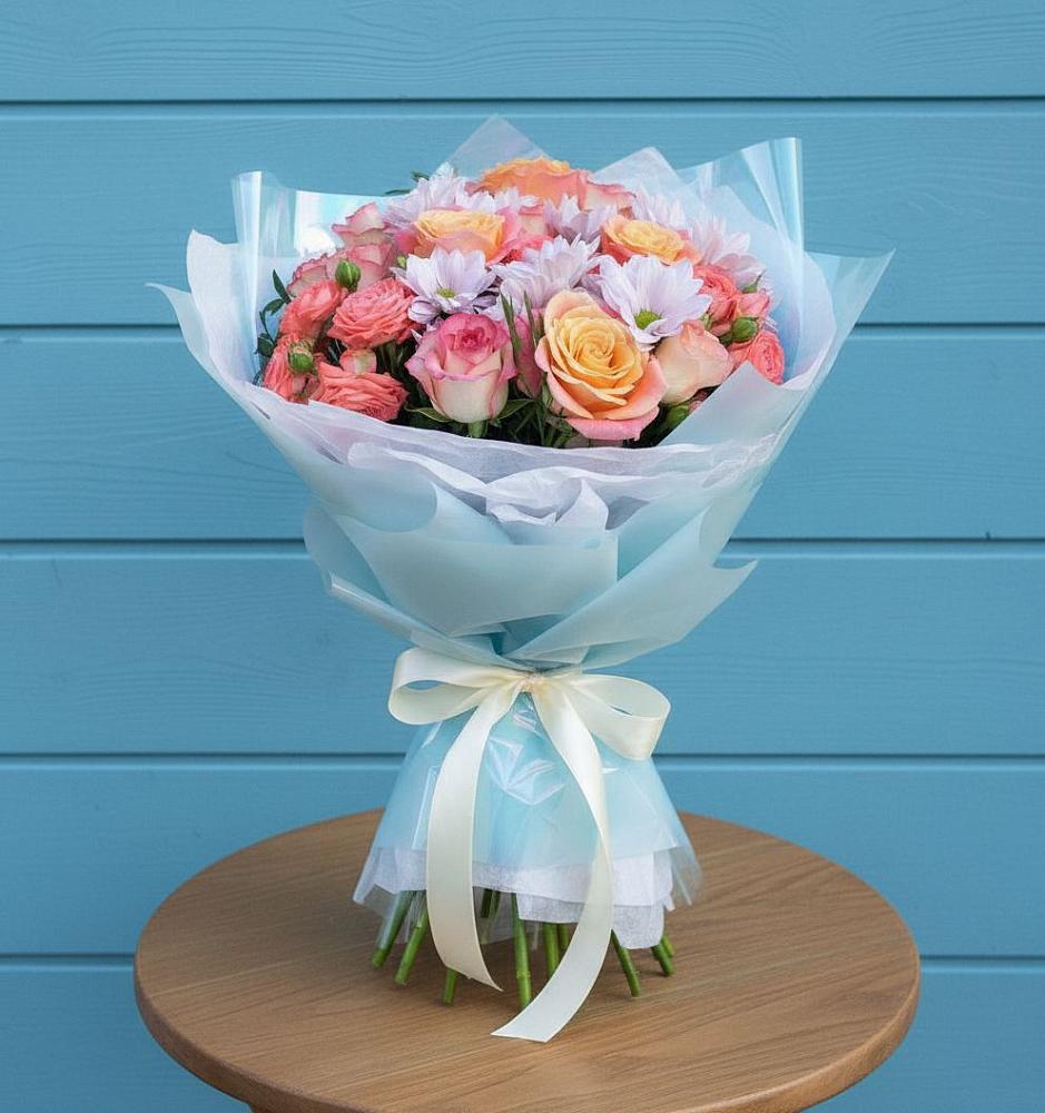 Букет цветов из: Хризантемы и Розы в Радченском