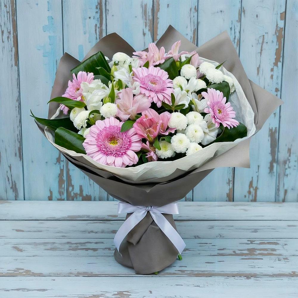 Букет цветов из: Герберы, Альстромерии и Хризантемы в Радченском