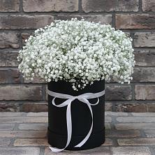 Цветочная композиция из Гипсофила в шляпной коробке в Радченском
