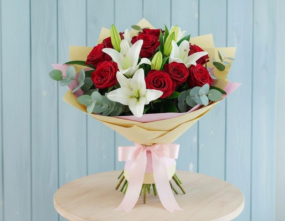 Букет цветов из: Лилии и Розы в Радченском